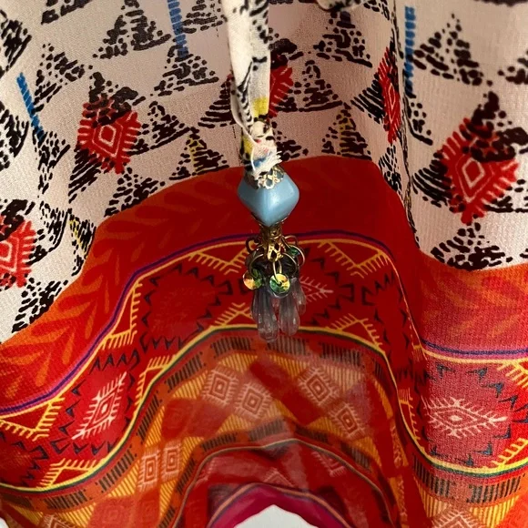 Embroidered Pink & Cream Beach Coverup Kaftan - Picture 4 of 6